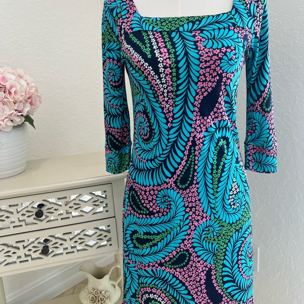 Lilly Pulitzer Blue and Pink Long Sleeve Dress